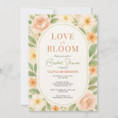 QR Code Love in Bloom Floral Bridal Shower 招待状 (正面)