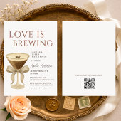 QR Code Love is Brewing Martini Bridal Shower 招待状