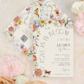 QR Code Love Is In Bloom Wildflower Bridal Shower 招待状