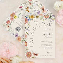 QR Code Love Is In Bloom Wildflower Bridal Shower 招待状