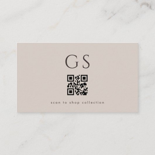 QR Code Luxury Boutique Taupe Neutral 名刺 (裏面)