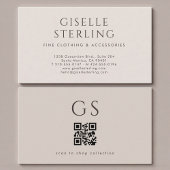 QR Code Luxury Boutique Taupe Neutral 名刺