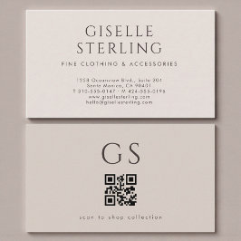 QR Code Luxury Boutique Taupe Neutral 名刺
