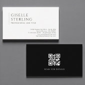QR Code Luxury Minimalist Professional Black White 名刺
