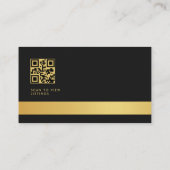 QR Code Luxury Real Estate Agent Black Gold 名刺 (裏面)