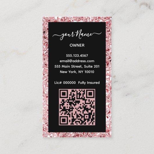 QR code Maid Rose Pink Cleaning Service 名刺 (裏面)