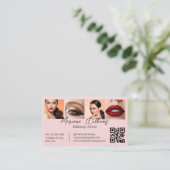 qr code makeup artist 4 photos pink business コーリングカード (スタンド正面)