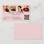 qr code makeup artist 4 photos pink business コーリングカード (正面/裏面)