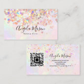 QR Code Marbled Makeup Artist Holographic Glitter 名刺 (正面/裏面)