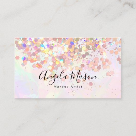 QR Code Marbled Makeup Artist Holographic Glitter 名刺 (正面)