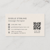 QR Code Massage Therapist Modern Minimalist 名刺 (裏面)