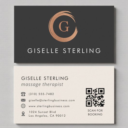 QR Code Massage Therapist Modern Minimalist 名刺