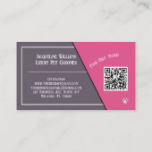 QR Code Mauve Girly Mid-Century Pet Groomer 名刺 (裏面)