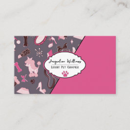 QR Code Mauve Girly Mid-Century Pet Groomer 名刺