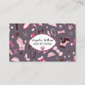QR Code Mauve Girly Mid-Century Pet Groomer II 名刺 (正面)