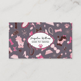 QR Code Mauve Girly Mid-Century Pet Groomer II 名刺