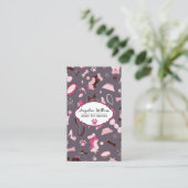 QR Code Mauve Girly Mid-Century Pet Groomer III 名刺 (スタンド正面)