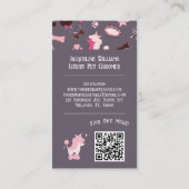 QR Code Mauve Girly Mid-Century Pet Groomer III 名刺 (裏面)