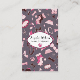 QR Code Mauve Girly Mid-Century Pet Groomer III 名刺