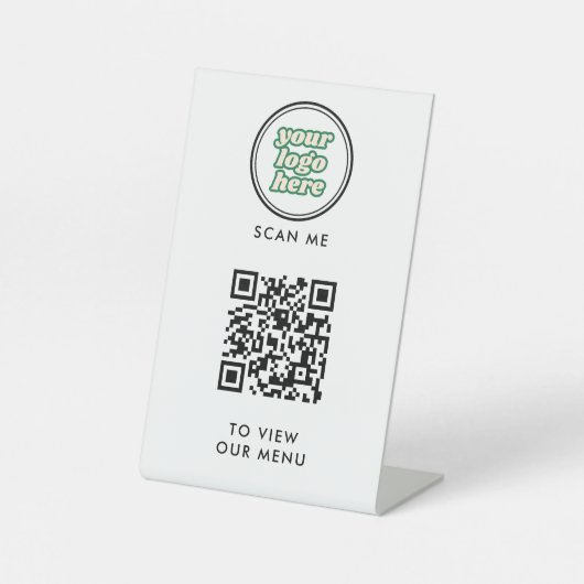 QR Code Menu | Logo white Contactless Modern 台座サイン (正面)