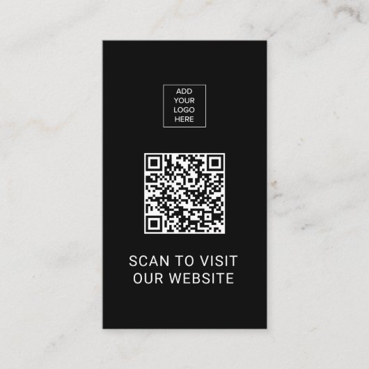 QR Code Minimalist Black Custom Logo Networking 名刺 (正面)