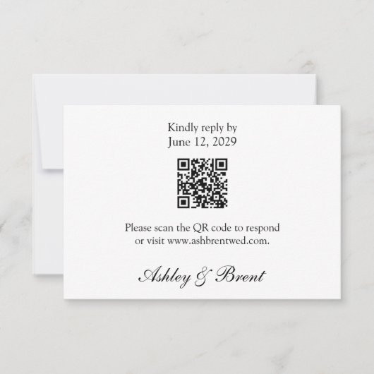 QR Code Minimalist Classic Black White RSVP Card (正面)