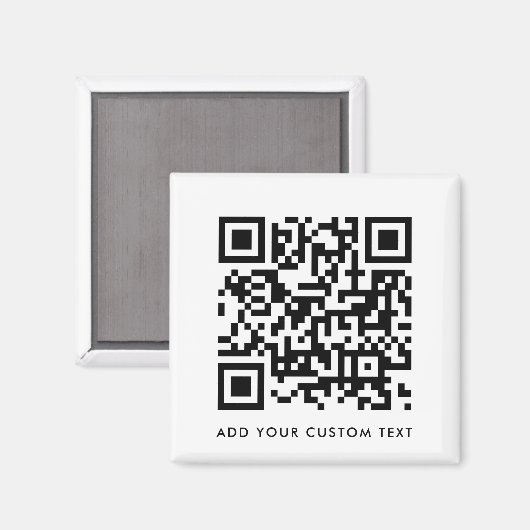 QR Code Minimalist Clean Simple White Custom Text マグネット (正面/裏面)