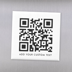 QR Code Minimalist Clean Simple White Custom Text マグネット
