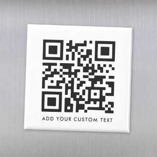QR Code Minimalist Clean Simple White Custom Text マグネット