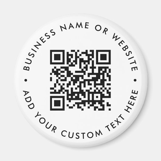 QR Code Minimalist Clean Simple White Round マグネット (正面)