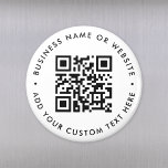 QR Code Minimalist Clean Simple White Round マグネット<br><div class="desc">A simple custom white QR code magnet template in a modern minimalist style which can be easily updated with your QR code,  business name or website and custom text,  eg. scan me to...  #QRcode #magnet #business</div>