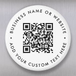 QR Code Minimalist Clean Simple White Round マグネット<br><div class="desc">A simple custom white QR code magnet template in a modern minimalist style which can be easily updated with your QR code,  business name or website and custom text,  eg. scan me to...  #QRcode #magnet #business</div>