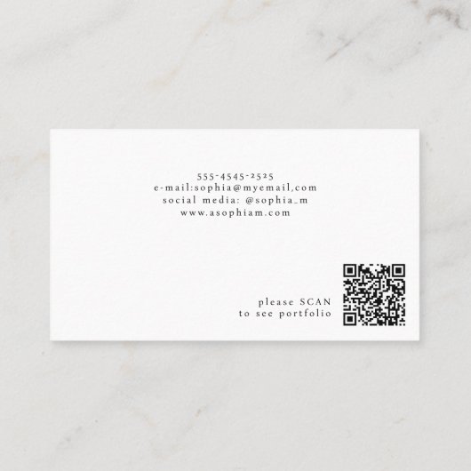 QR code minimalist elegant name script blush 名刺 (裏面)