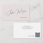 QR code minimalist elegant name script blush 名刺 (正面/裏面)