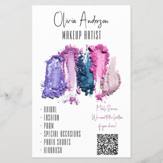 QR Code Modern Beauty Swatch Makeup Artist チラシ (正面)