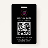 QR Code Modern Black Business Logo Event Badge バッジ (正面)