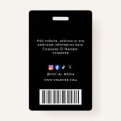 QR Code Modern Black Business Logo Event Badge バッジ (裏面)