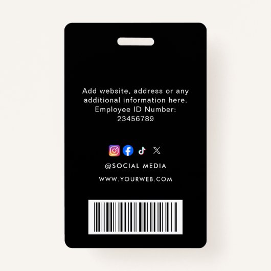 QR Code Modern Black Business Logo Event Badge バッジ (裏面)