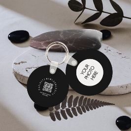 QR Code modern, Black Business logo Round キーホルダー