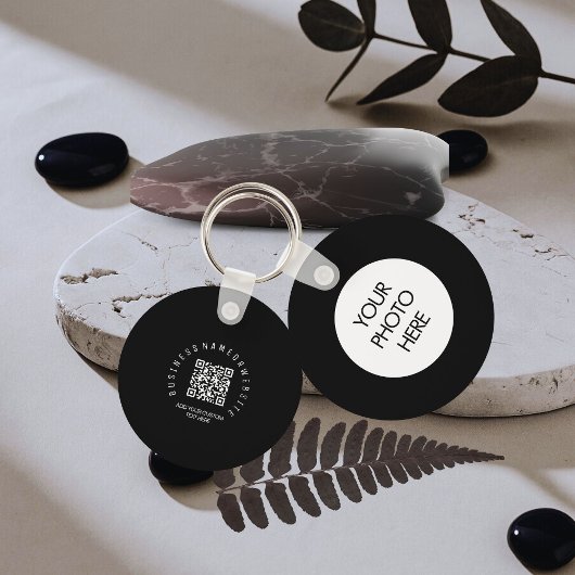 QR Code modern, Black Business logo Round キーホルダー