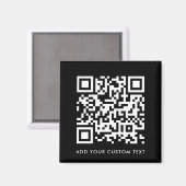 QR Code | Modern Black Custom Text Minimal マグネット (正面/裏面)