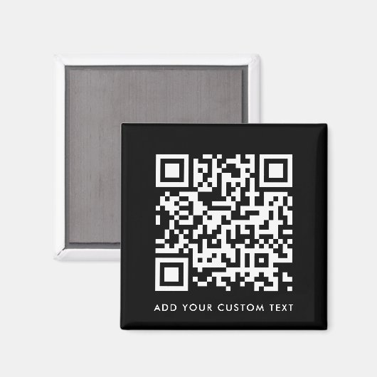 QR Code | Modern Black Custom Text Minimal マグネット (正面/裏面)