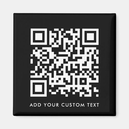 QR Code | Modern Black Custom Text Minimal マグネット (正面)
