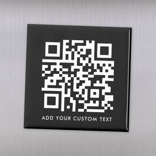 QR Code | Modern Black Custom Text Minimal マグネット