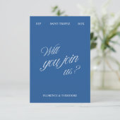 QR Code Modern Blue & White Wedding RSVP (スタンド正面)