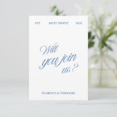 QR Code Modern Blue & White Wedding RSVP (スタンド正面)