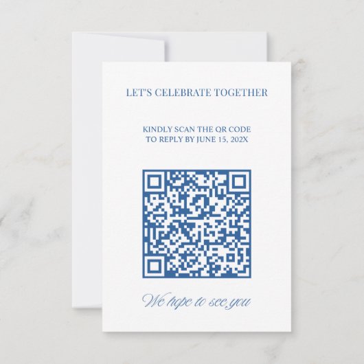 QR Code Modern Blue & White Wedding RSVP (裏面)