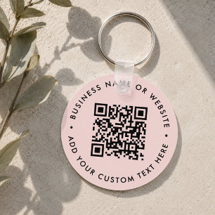 QR Code   Modern Business Blush Pink Round キーホルダー