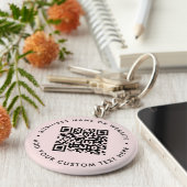 QR Code | Modern Business Blush Pink Round キーホルダー (側面)