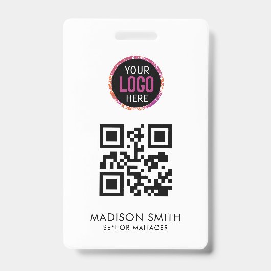 QR Code | Modern  Business Logo Event Badge バッジ (正面)